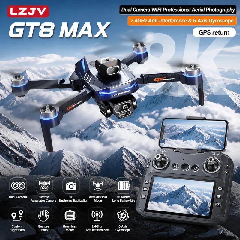 GT8 맥스 접이식 드론 8K HD 전문가용 항공 듀얼 - Drone Camera Lens 리뷰 및 가격